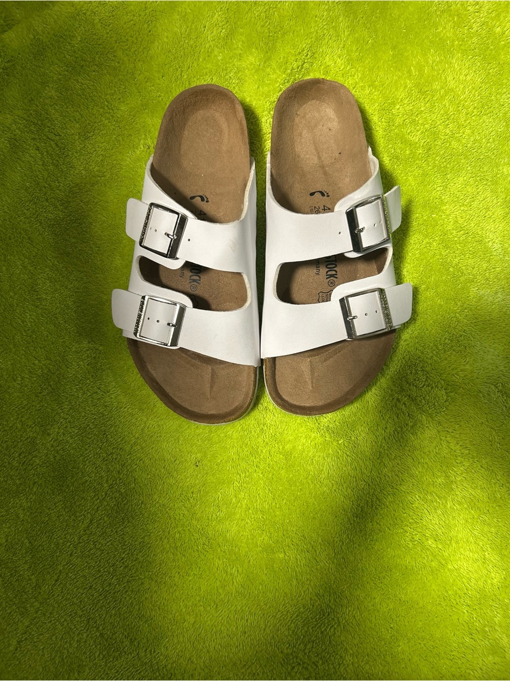 Arizona Birkenstock Women's Slide Sandal  White Size 41. fits 9 and 9.5